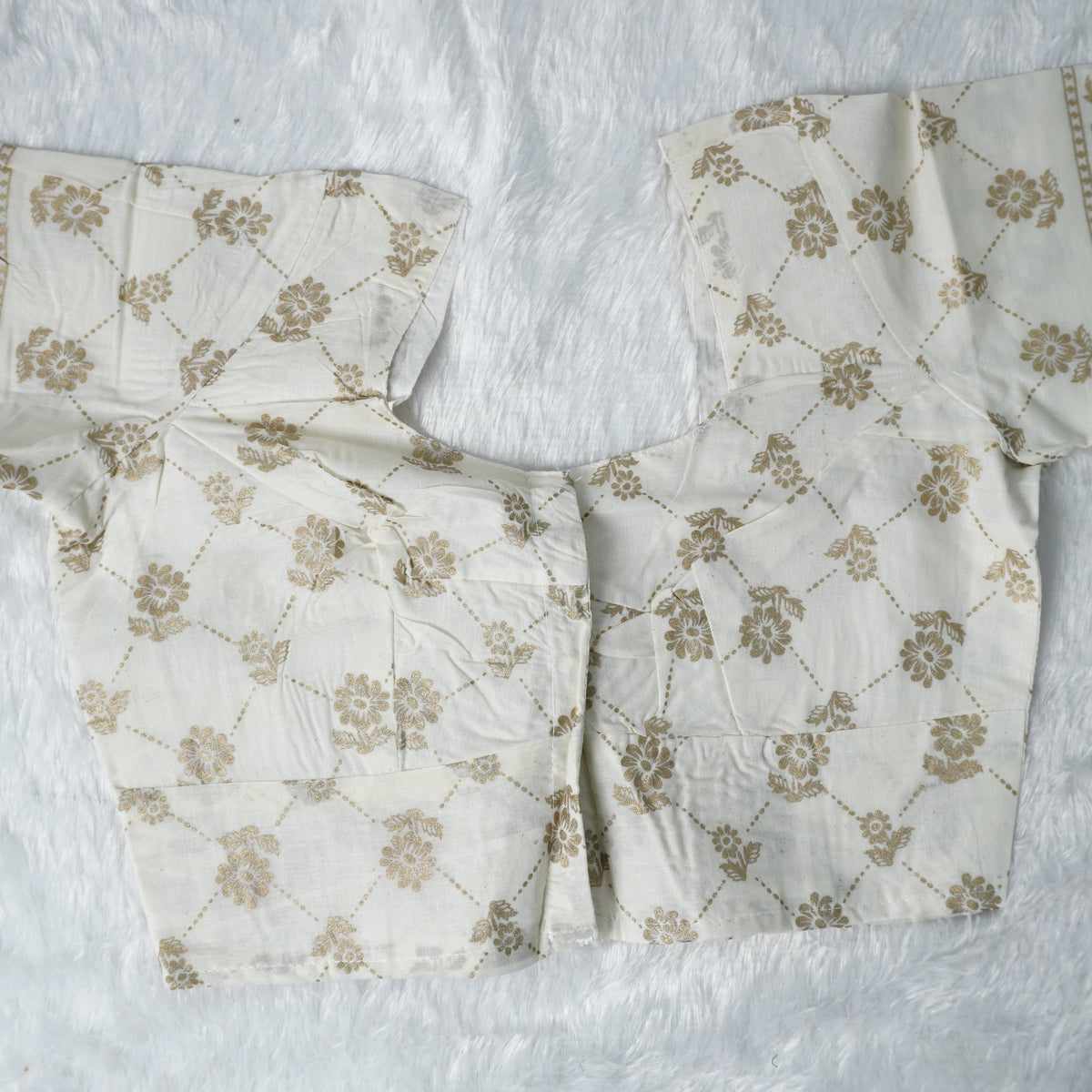 Foil Print Designs Off-White and Gold Cream or Off-White Designer Blouse