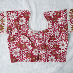 Floral and Vine Patterns Red Hand-Block Printed Cotton Blouse