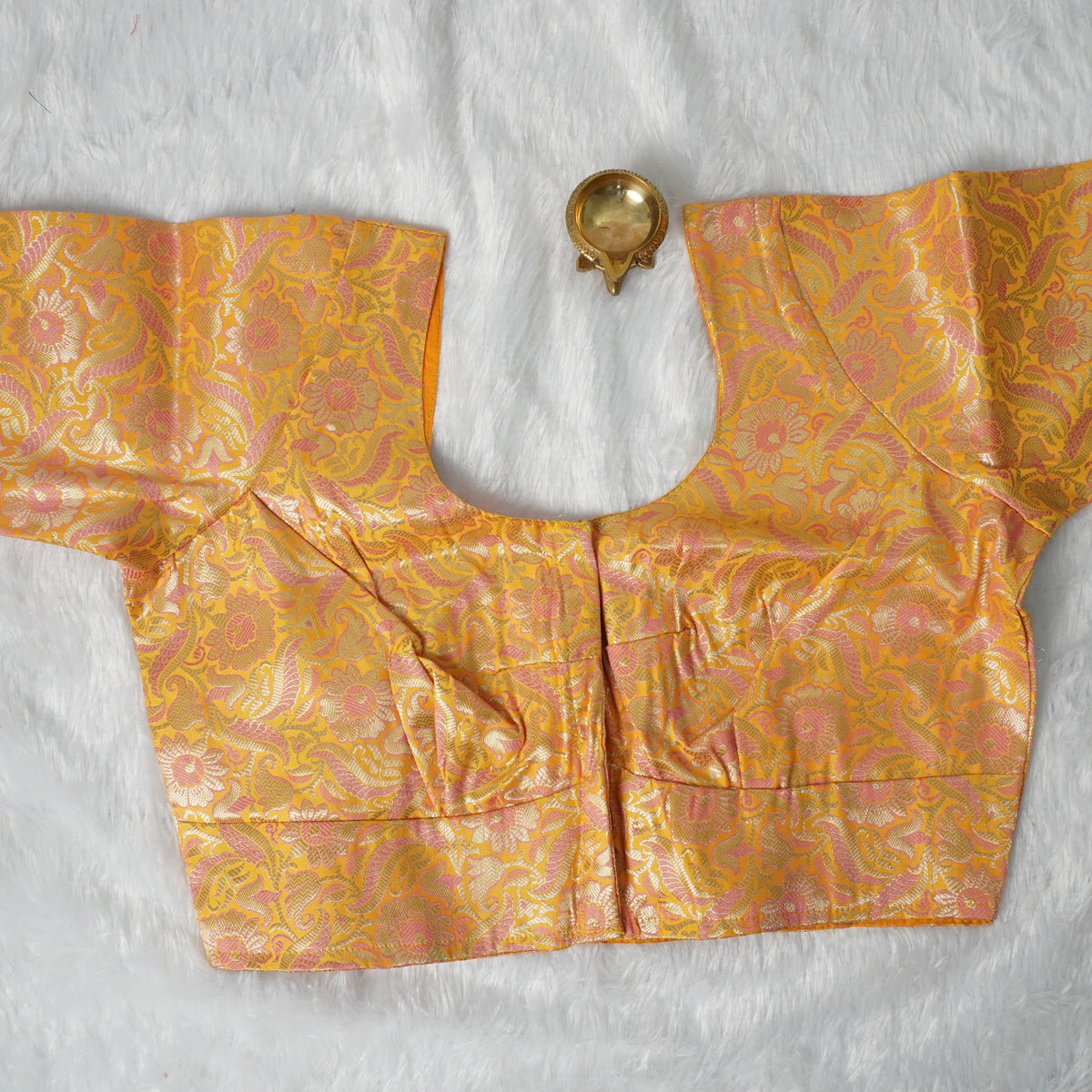 Banaras Blouse Design - 2 (Yellow)