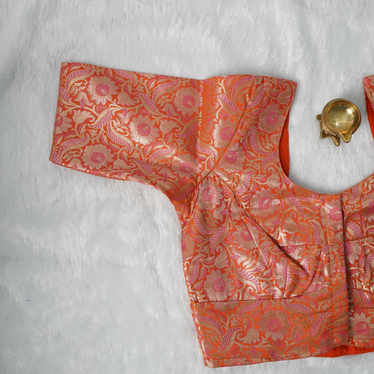 Banaras Blouse Design - 5 (Orange)