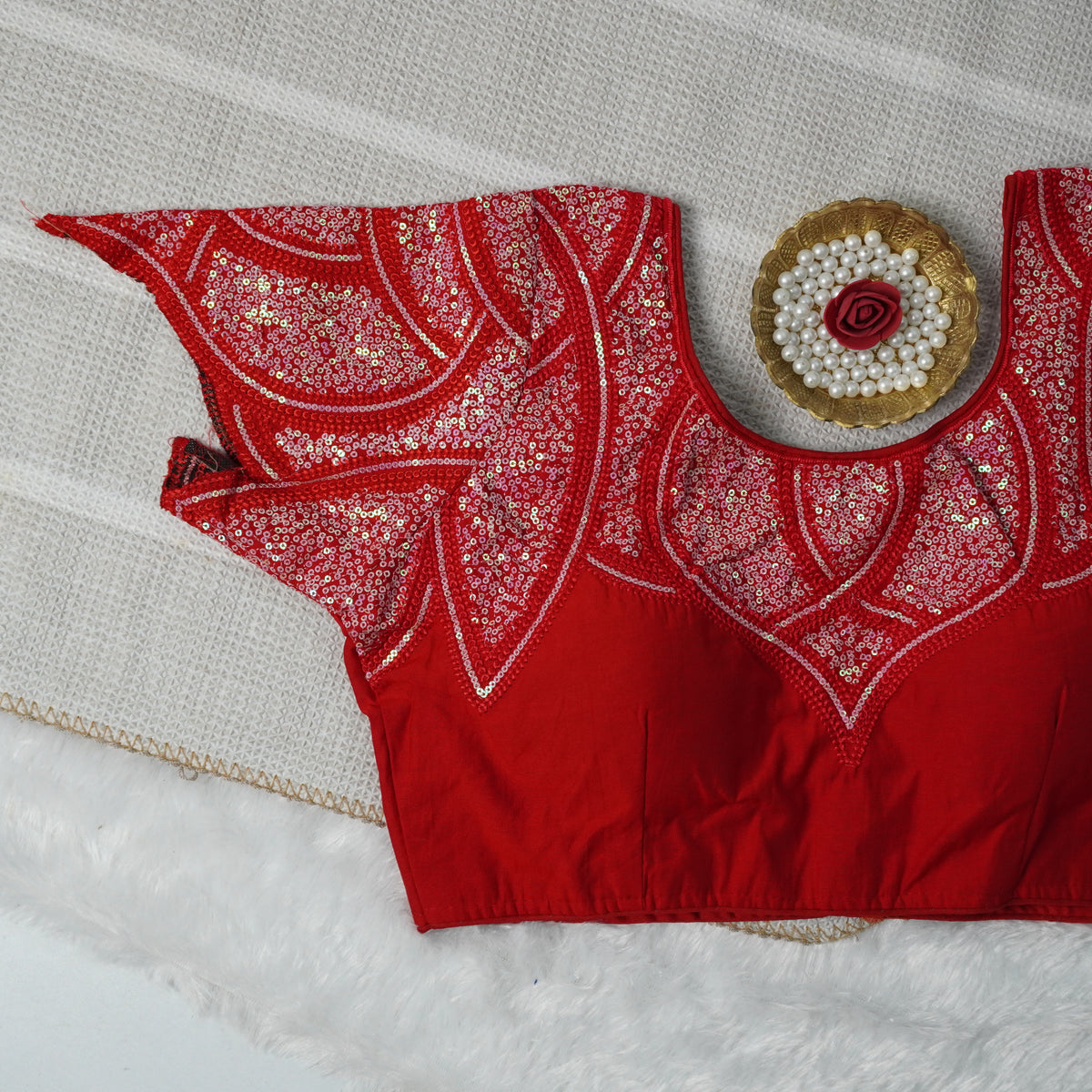 Lotus Embroidered Designer Readymade Blouse