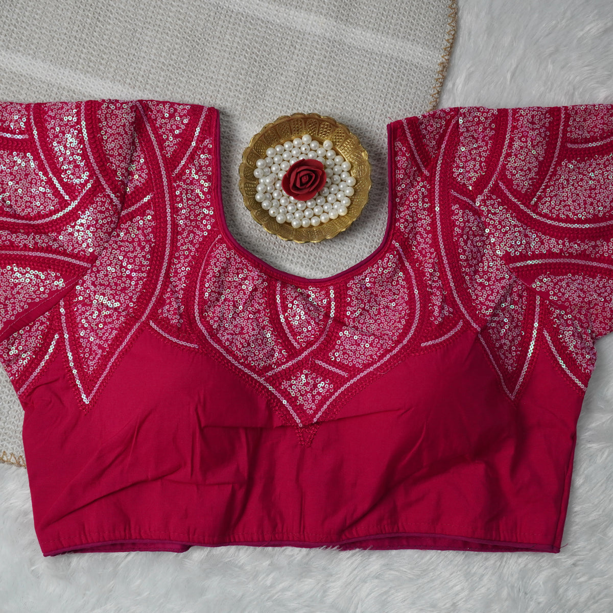 Lotus Embroidered Designer Readymade Blouse