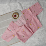 Flower Embroidery Work Pink Hand-Embroidered Cotton Blouse
