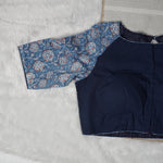 Dark Blue Kalamkari Ajrakh Sleeve Blouse