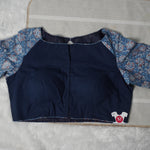 Dark Blue Kalamkari Ajrakh Sleeve Blouse
