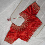 Red Designer Blouse with Golden Detailing Readymade Blouse