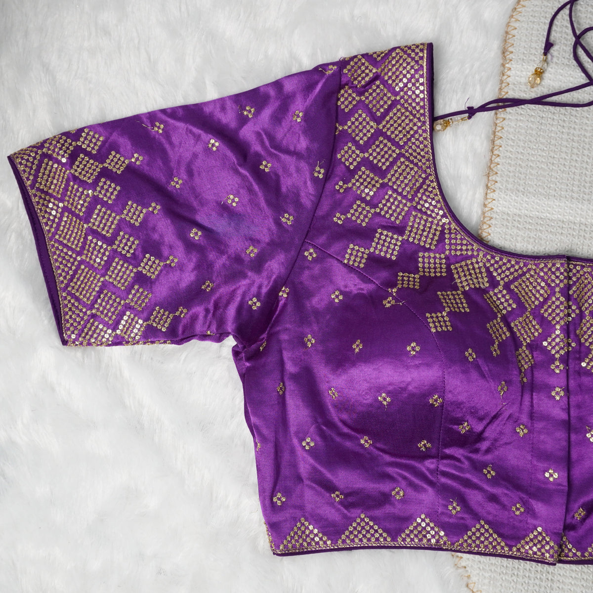 Purple Designer Blouse with Golden Detailing Readymade Blouse
