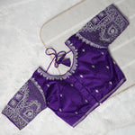 Silver Zari Coding and Sequence Embroidery Bridals Style Readymade Blouse