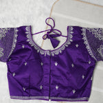 Silver Zari Coding and Sequence Embroidery Bridals Style Readymade Blouse