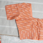 Light Orange Ikkat Print Readymade Blouse