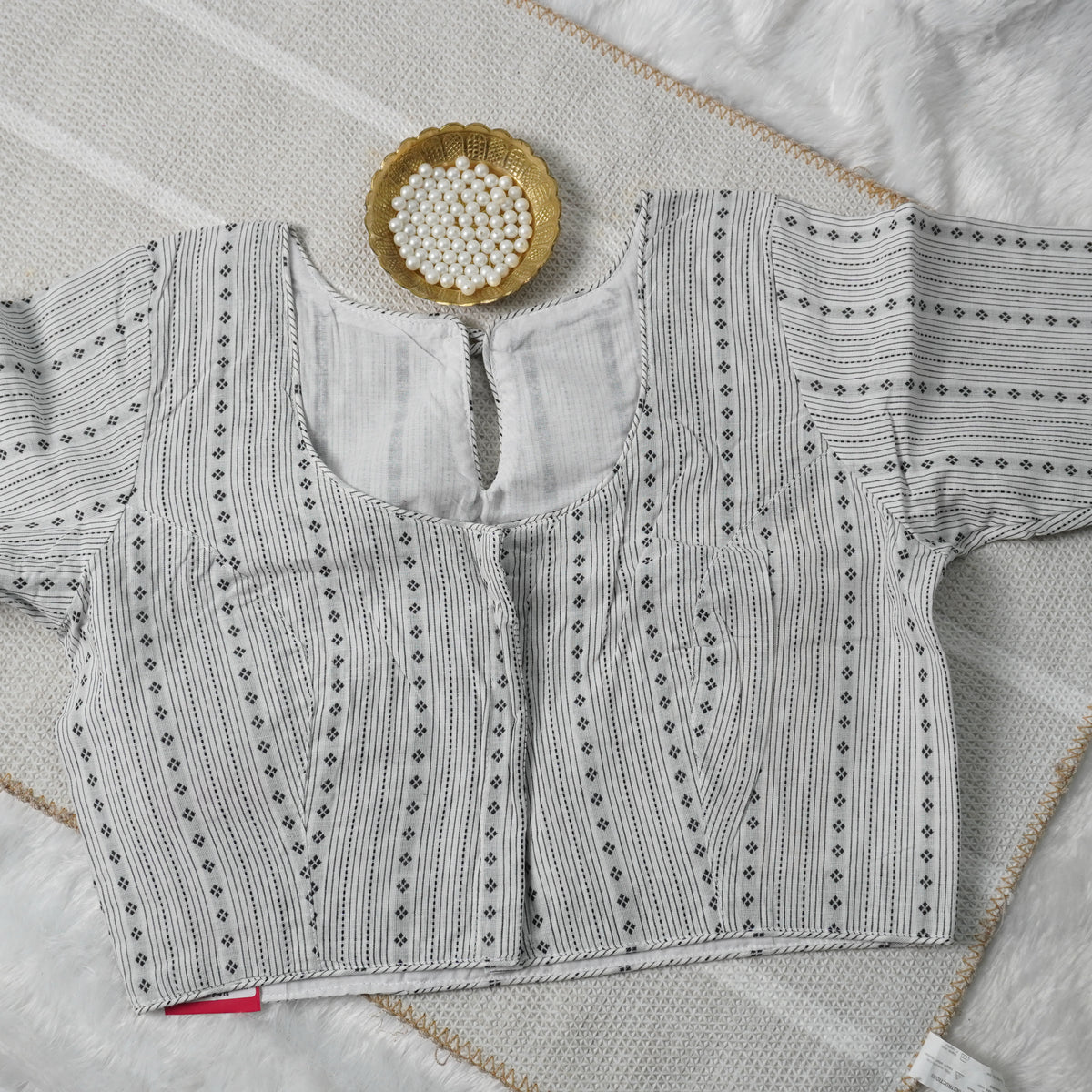 White Foil Blouse Design - 1