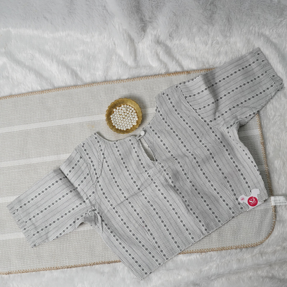 White Foil Blouse Design - 1