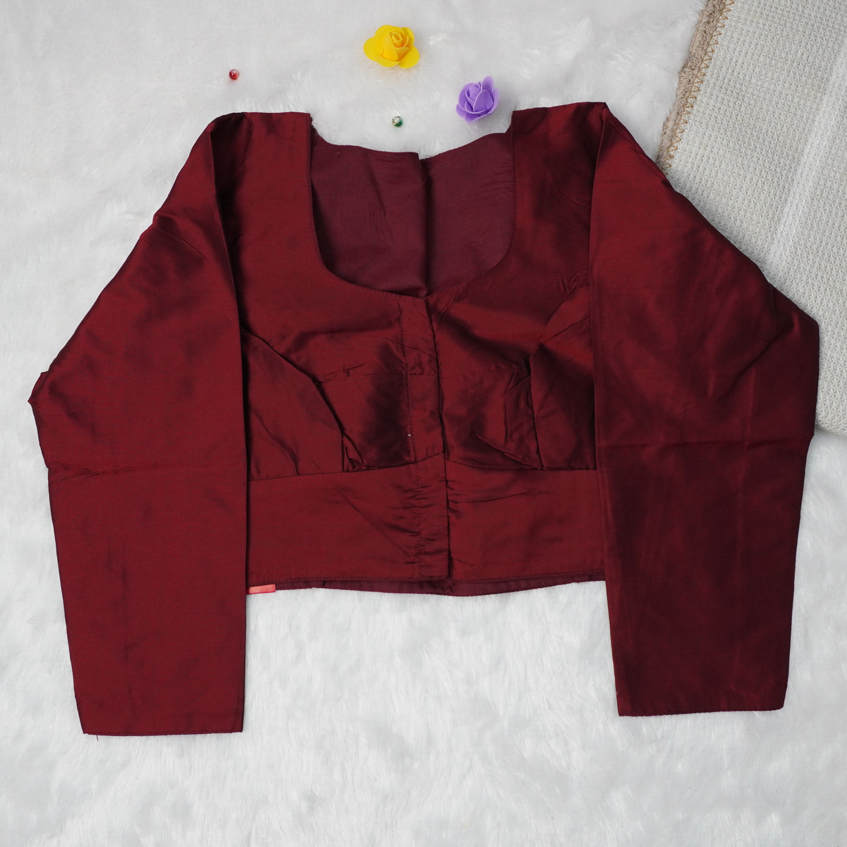 Premium Silk Cotton Blouse – High Neck, Full Hand Sleeve
