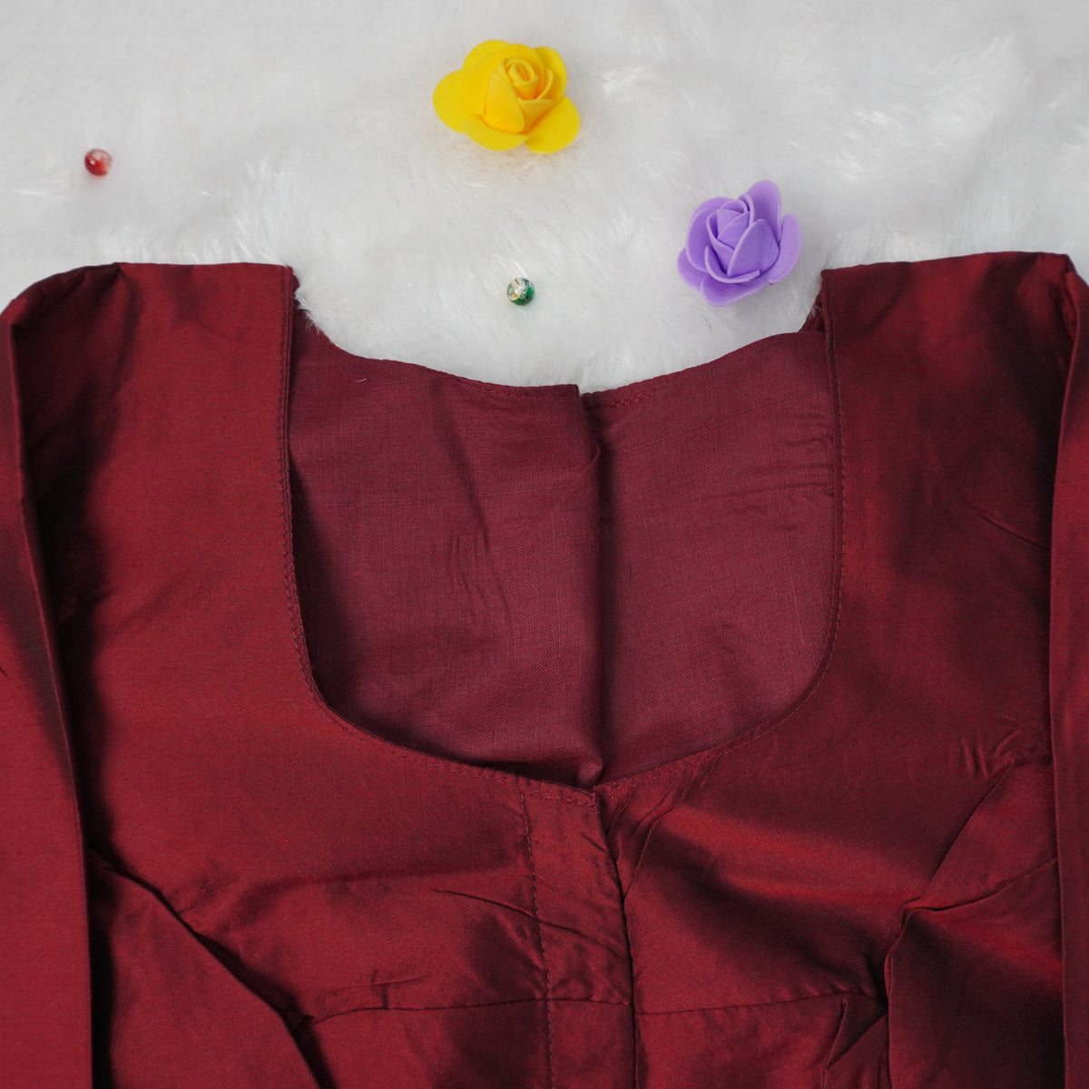 Premium Silk Cotton Blouse – High Neck, Full Hand Sleeve
