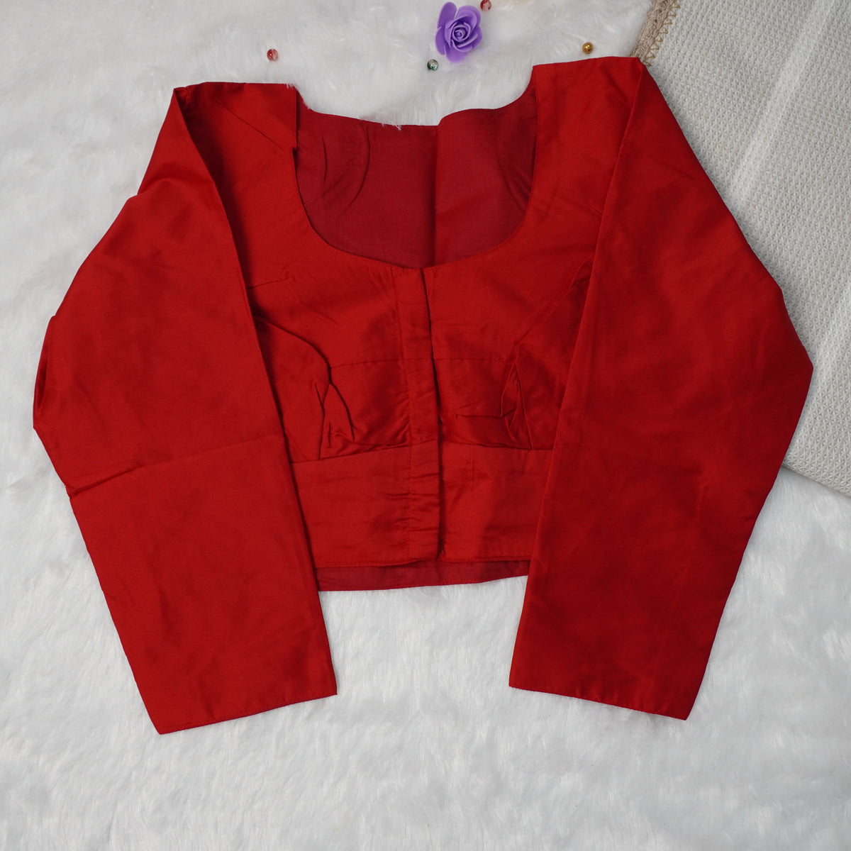 Premium Silk Cotton Blouse – High Neck, Full Hand Sleeve
