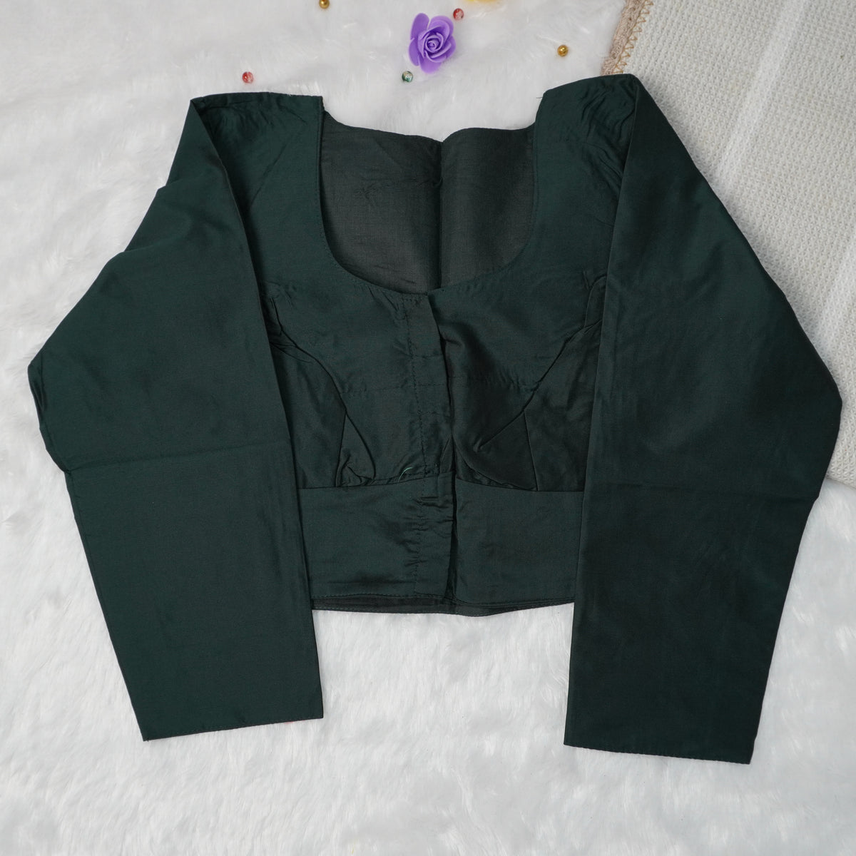 Premium Silk Cotton Blouse – High Neck, Full Hand Sleeve