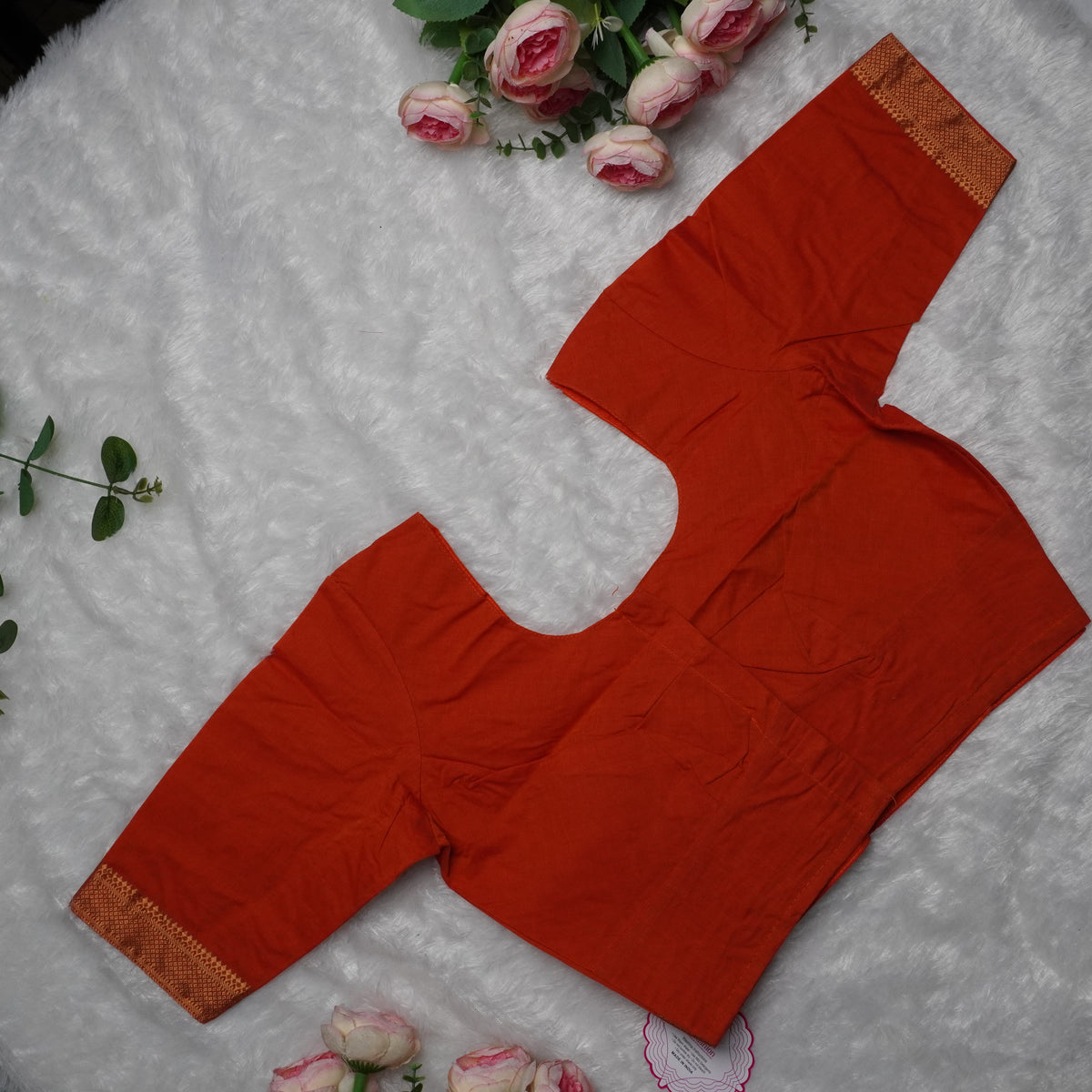 Cotton Bordered Elbow Blouse