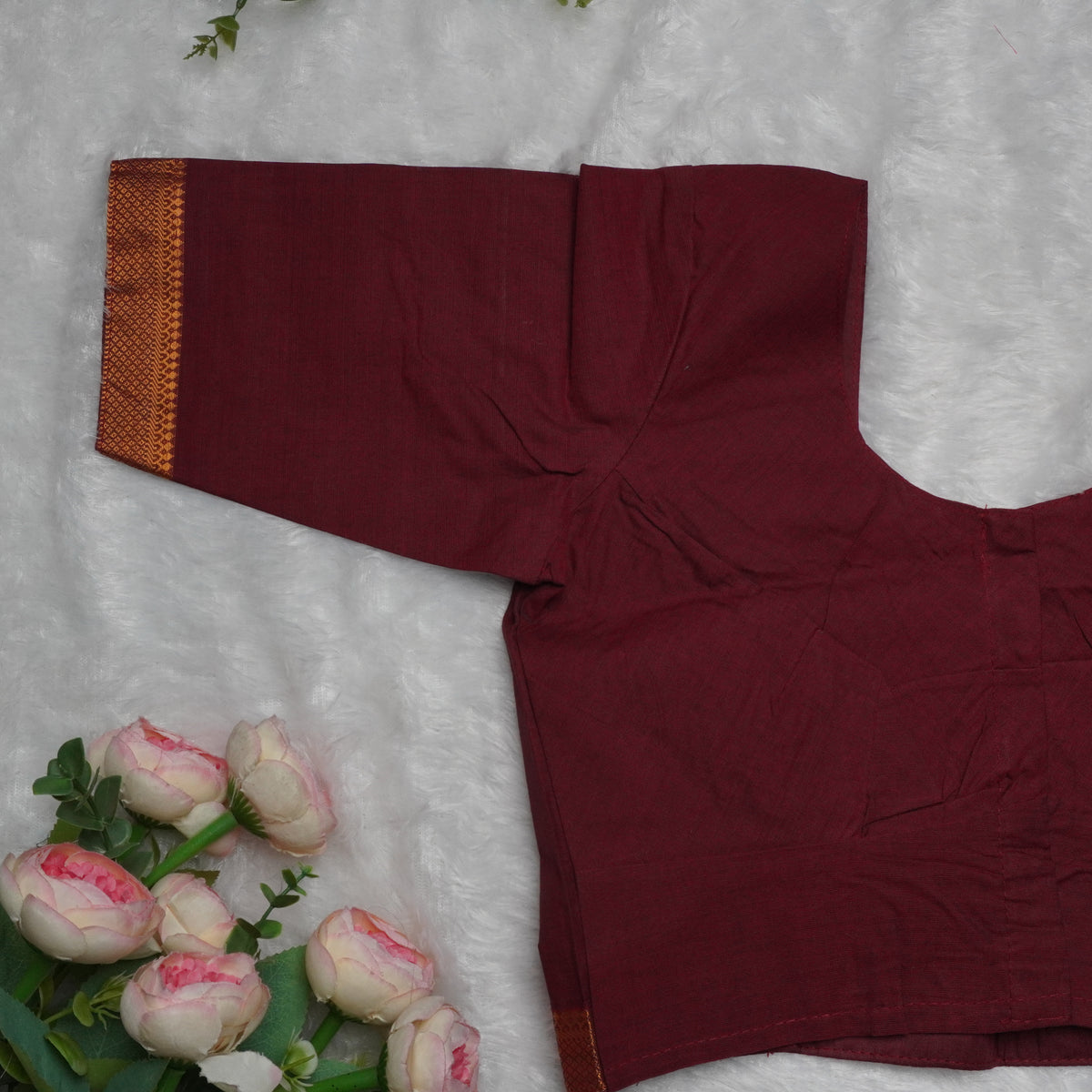 Cotton Bordered Elbow Blouse