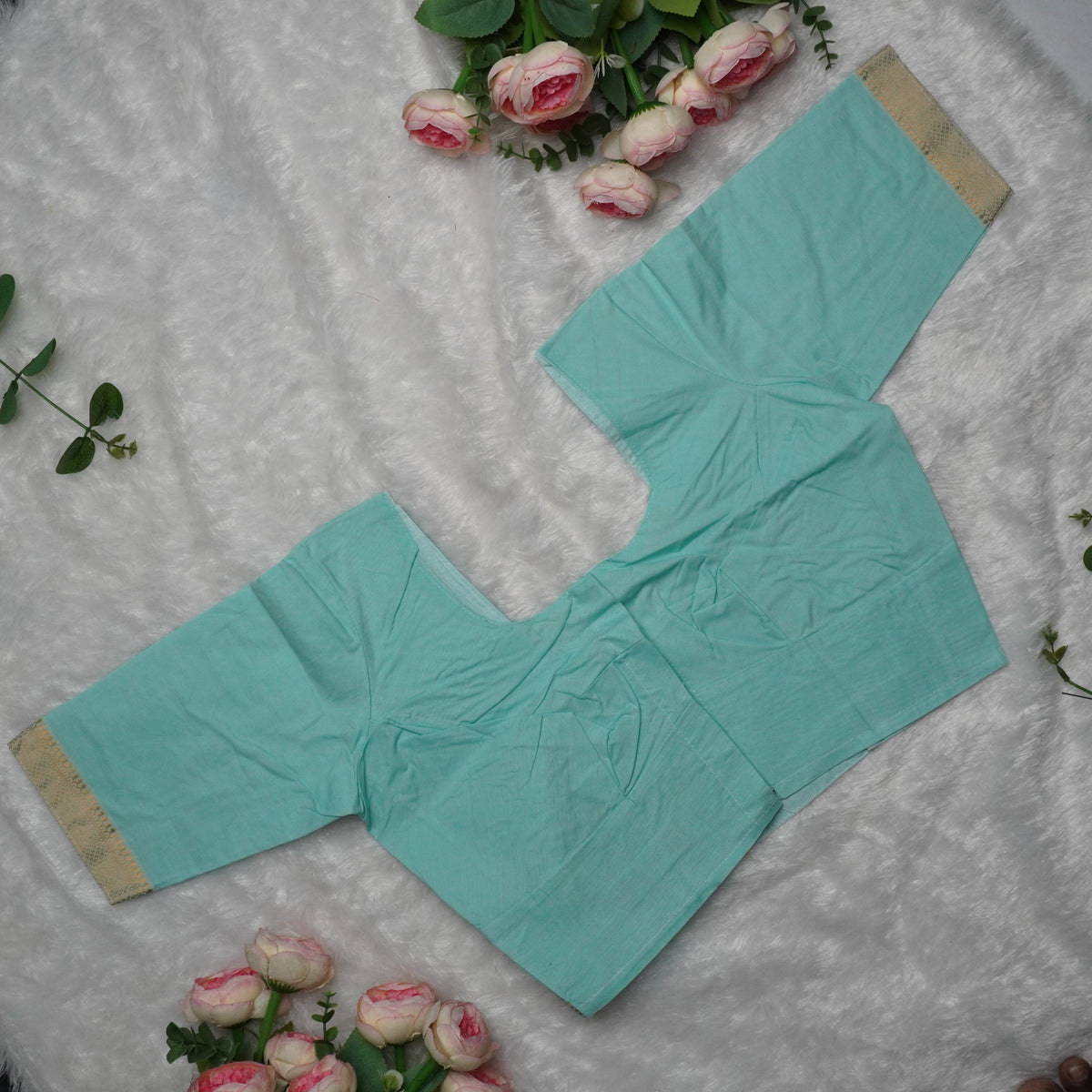 Cotton Bordered Elbow Blouse