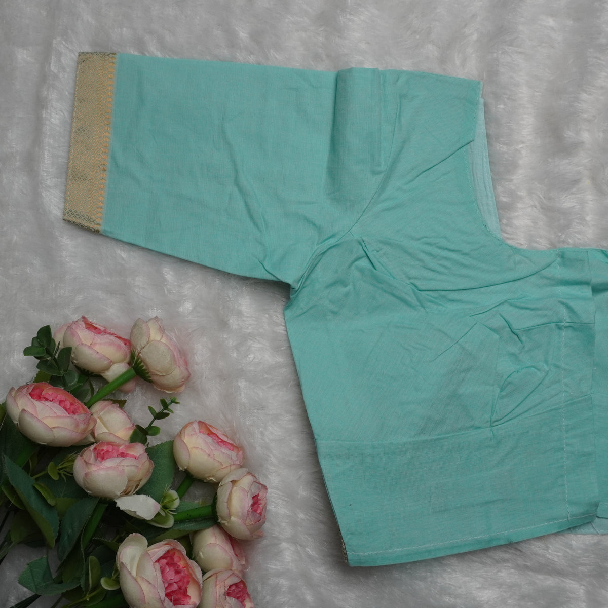 Cotton Bordered Elbow Blouse