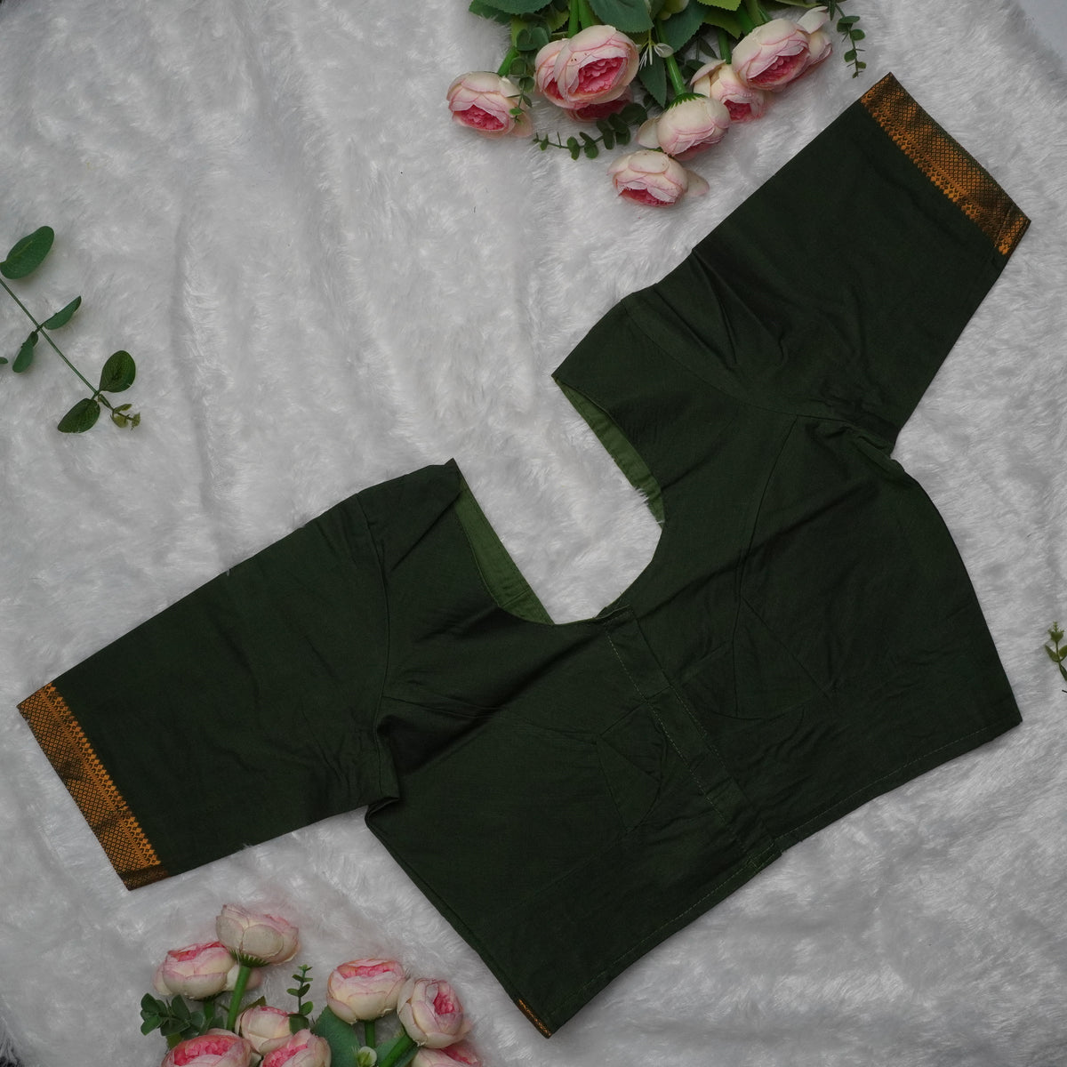 Cotton Bordered Elbow Blouse