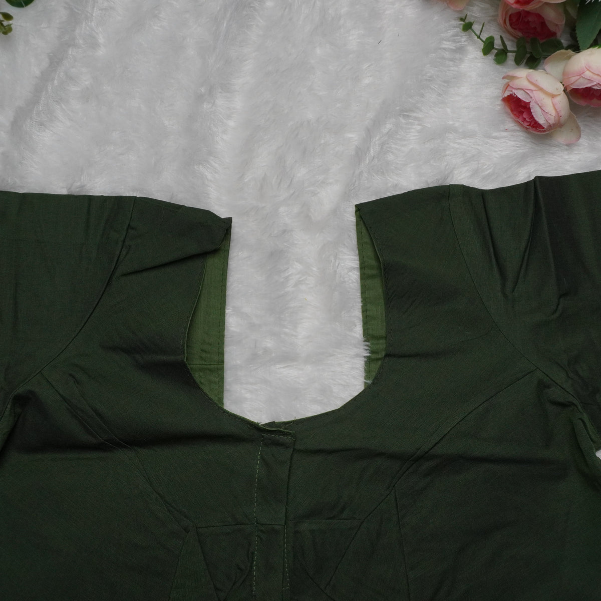 Cotton Bordered Elbow Blouse