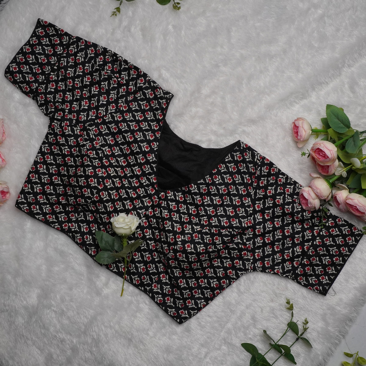 Ajrak Cotton Puff Padded Blouse