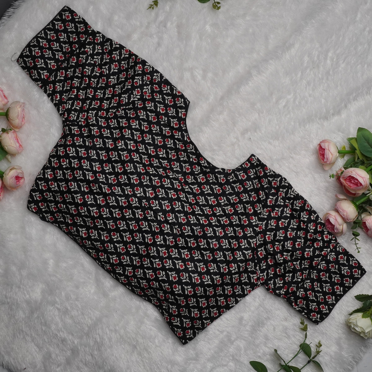 Ajrak Cotton Puff Padded Blouse