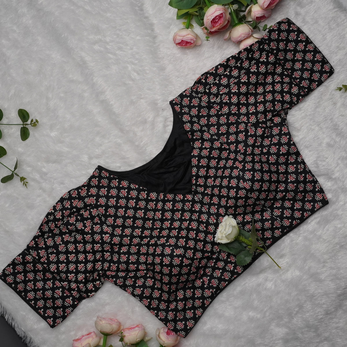 Ajrak Cotton Puff Padded Blouse