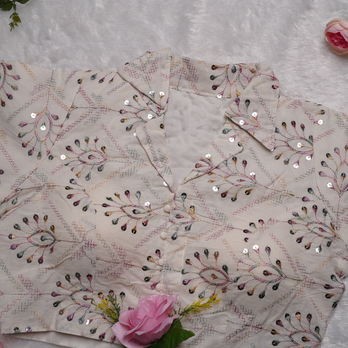 Khadi Cotton Collar Blouse