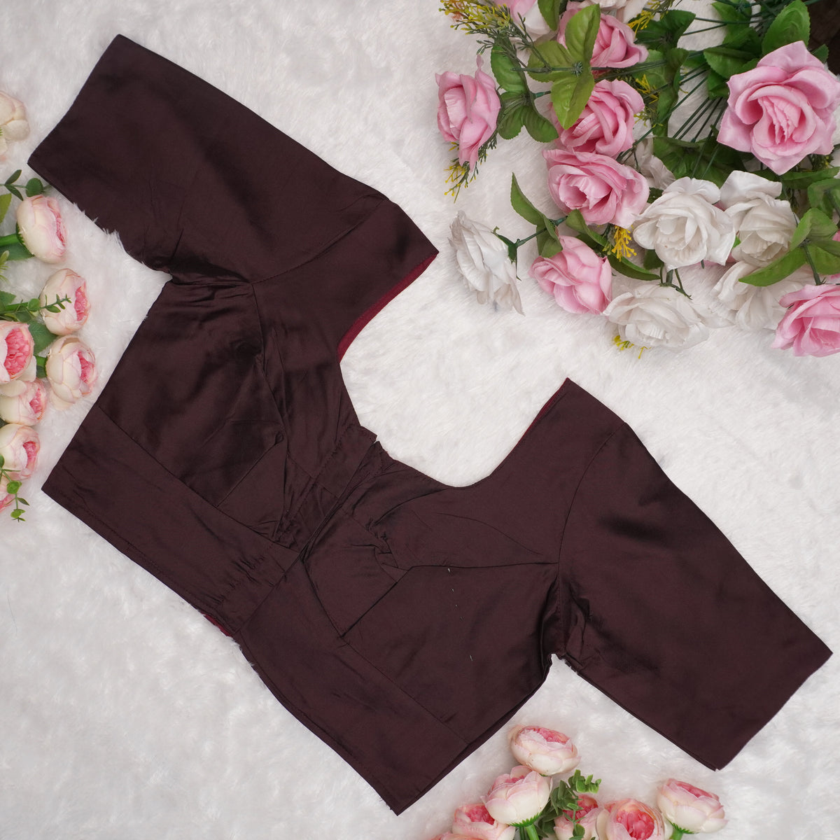 Silk Cotton Elbow Sleeve Blouse