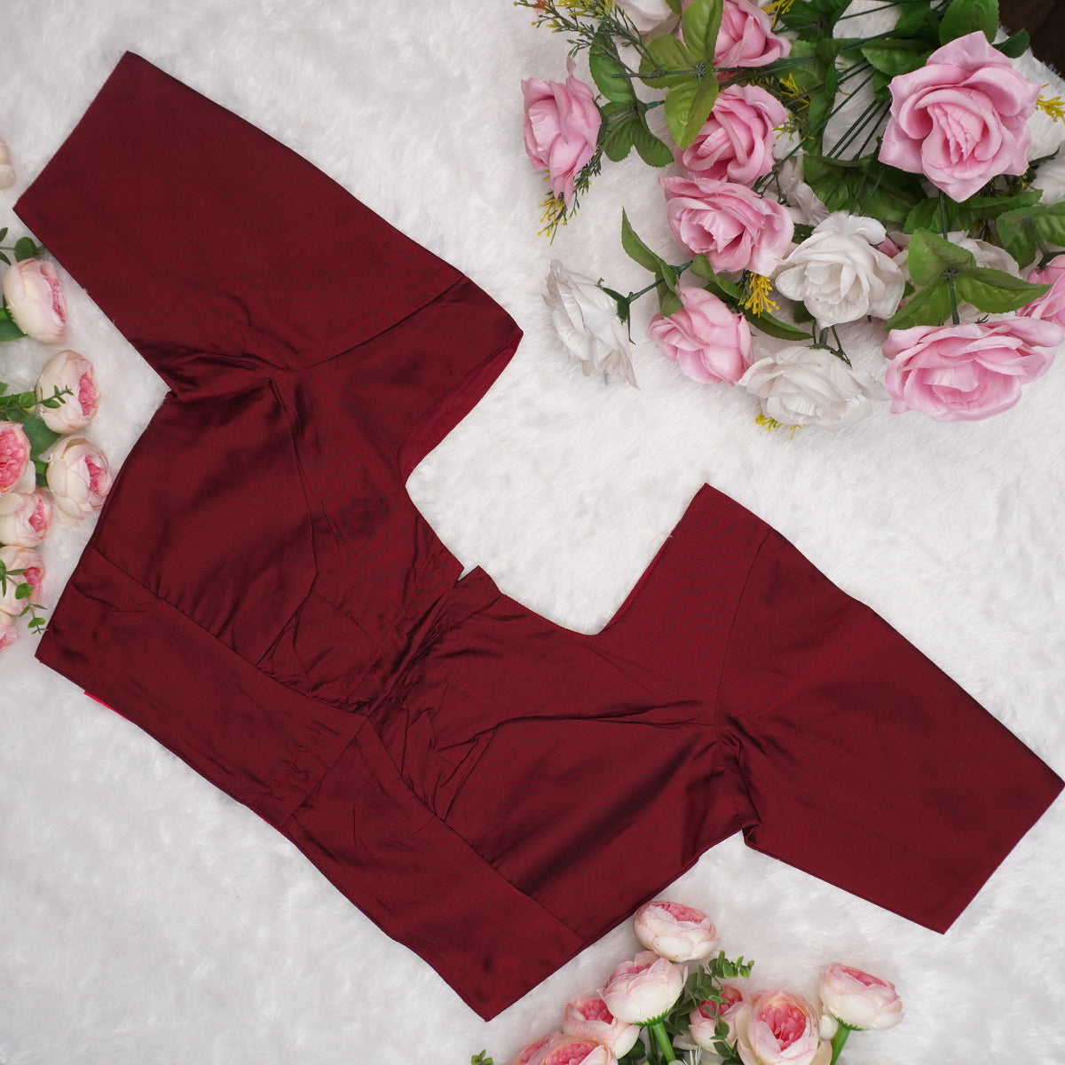 Silk Cotton Elbow Sleeve Blouse