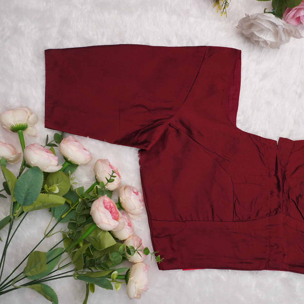 Silk Cotton Elbow Sleeve Blouse