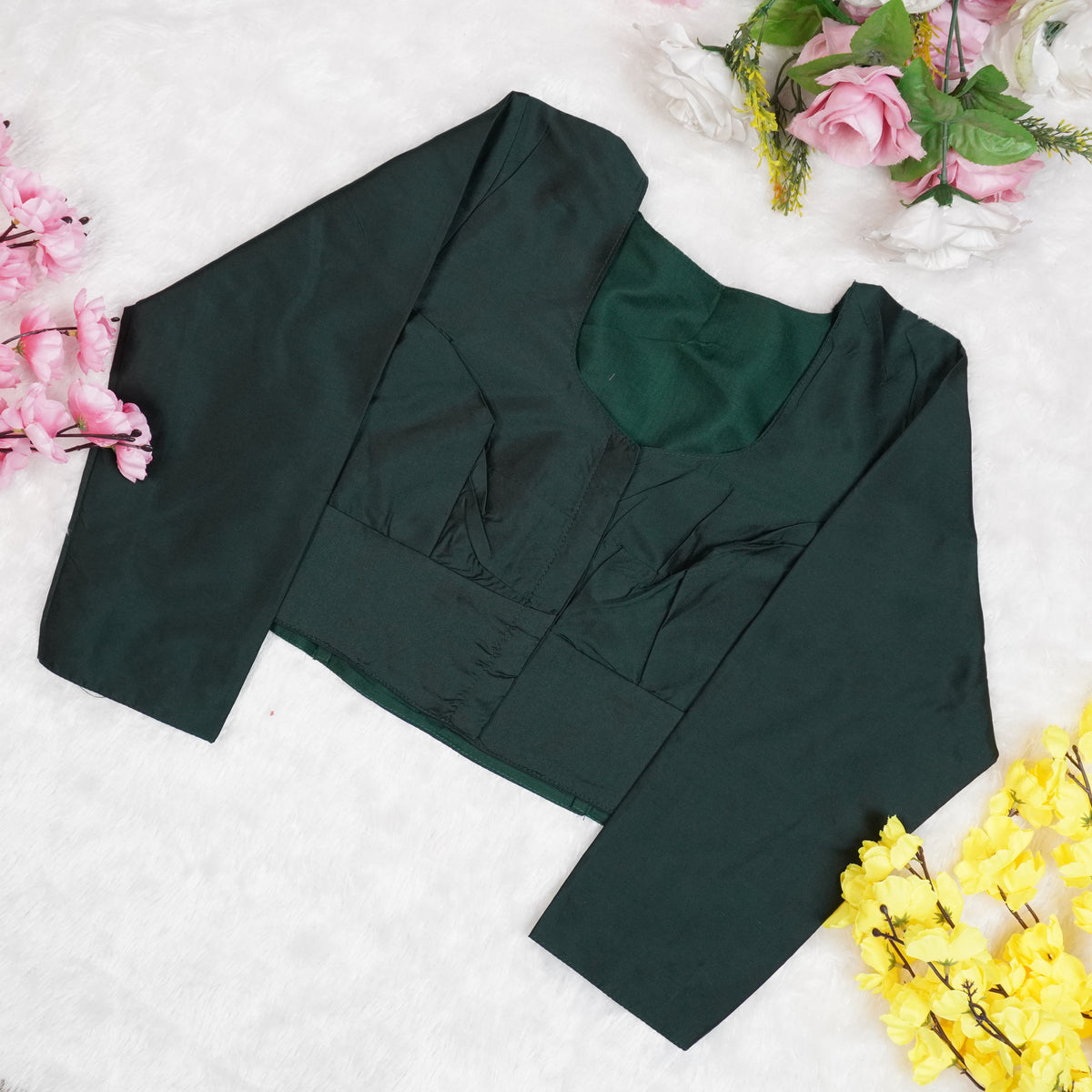Premium Silk Cotton Blouse – High Neck, Full Hand Sleeve