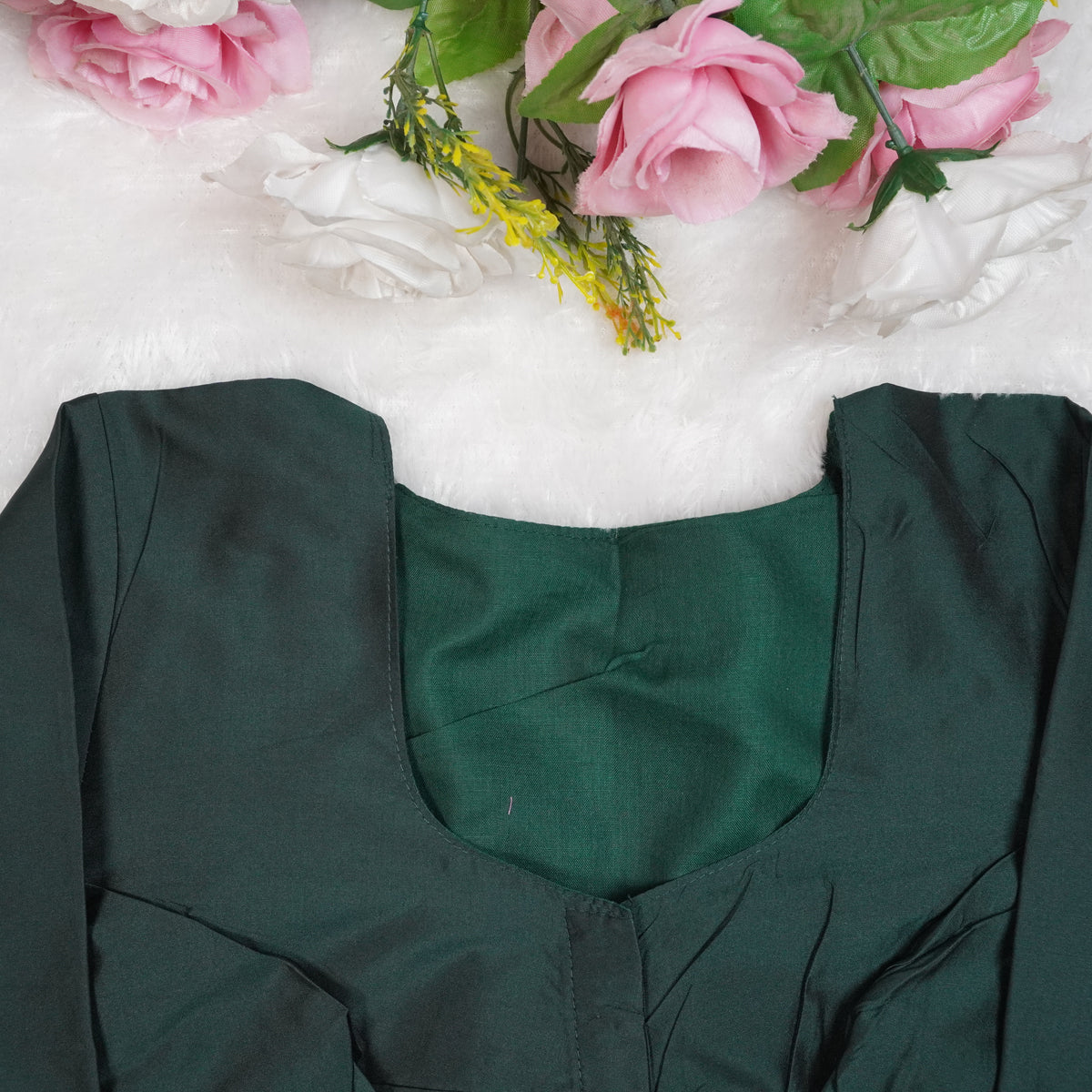 Premium Silk Cotton Blouse – High Neck, Full Hand Sleeve