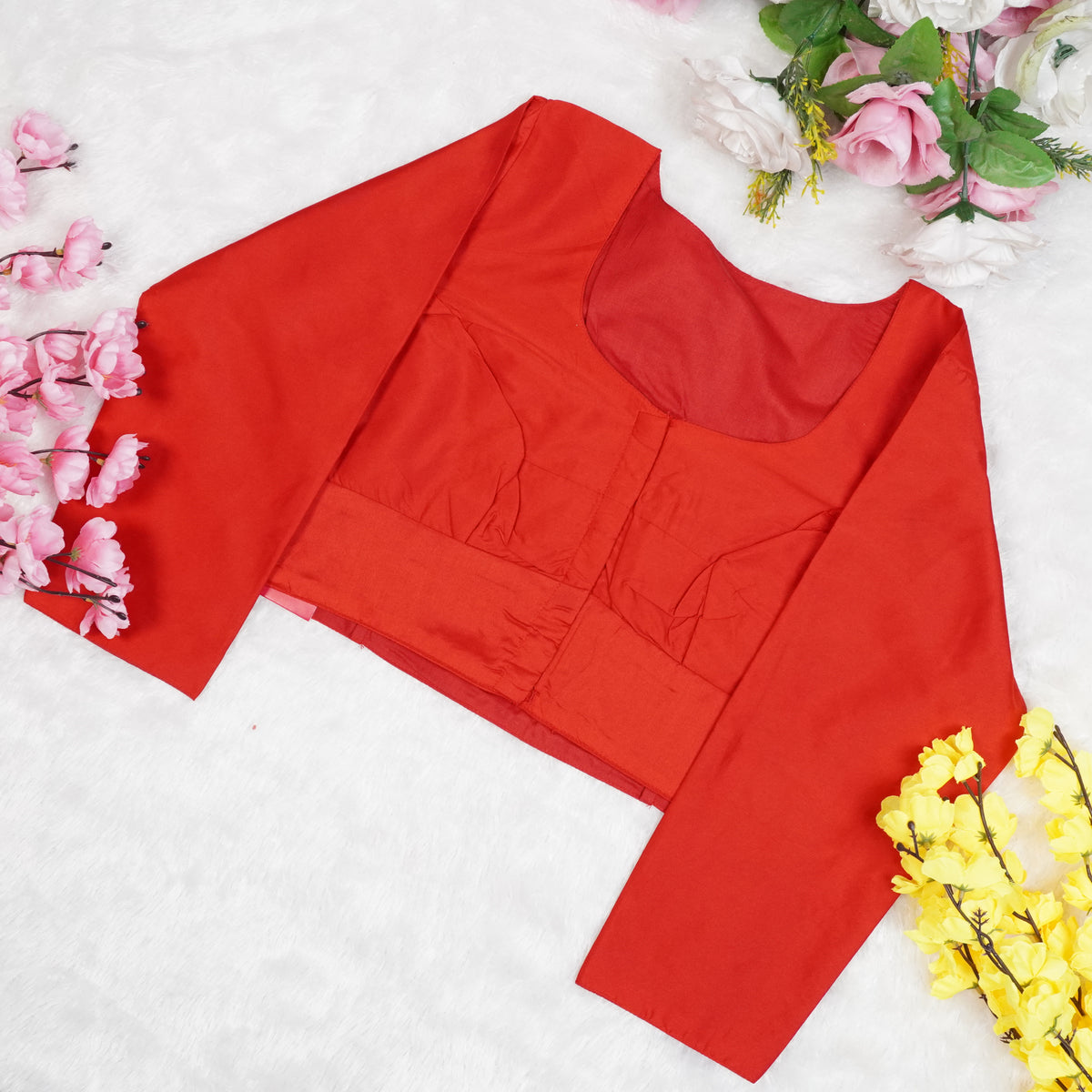 Premium Silk Cotton Blouse – High Neck, Full Hand Sleeve
