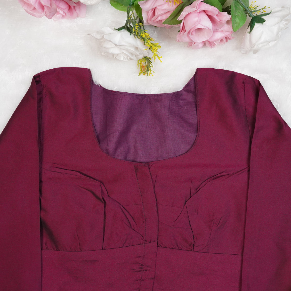Premium Silk Cotton Blouse – High Neck, Full Hand Sleeve