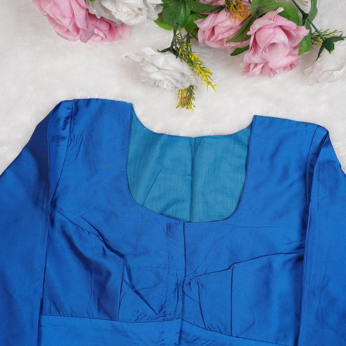 Premium Silk Cotton Blouse – High Neck, Full Hand Sleeve