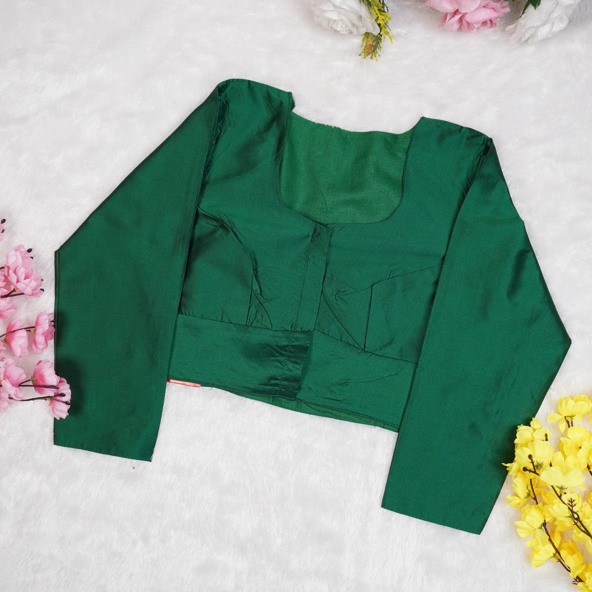 Premium Silk Cotton Blouse – High Neck, Full Hand Sleeve