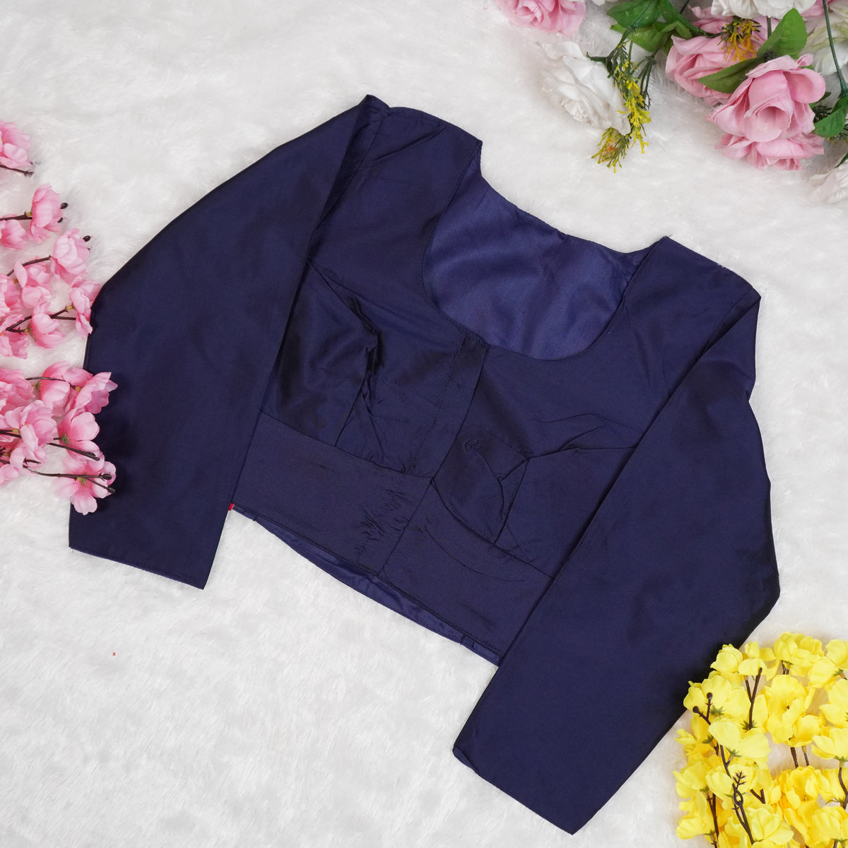 Premium Silk Cotton Blouse – High Neck, Full Hand Sleeve