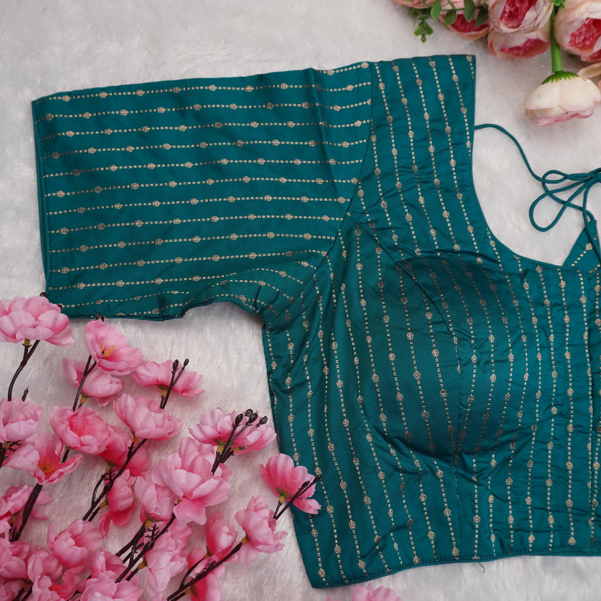 Silk Cotton with Gold stripes blouse