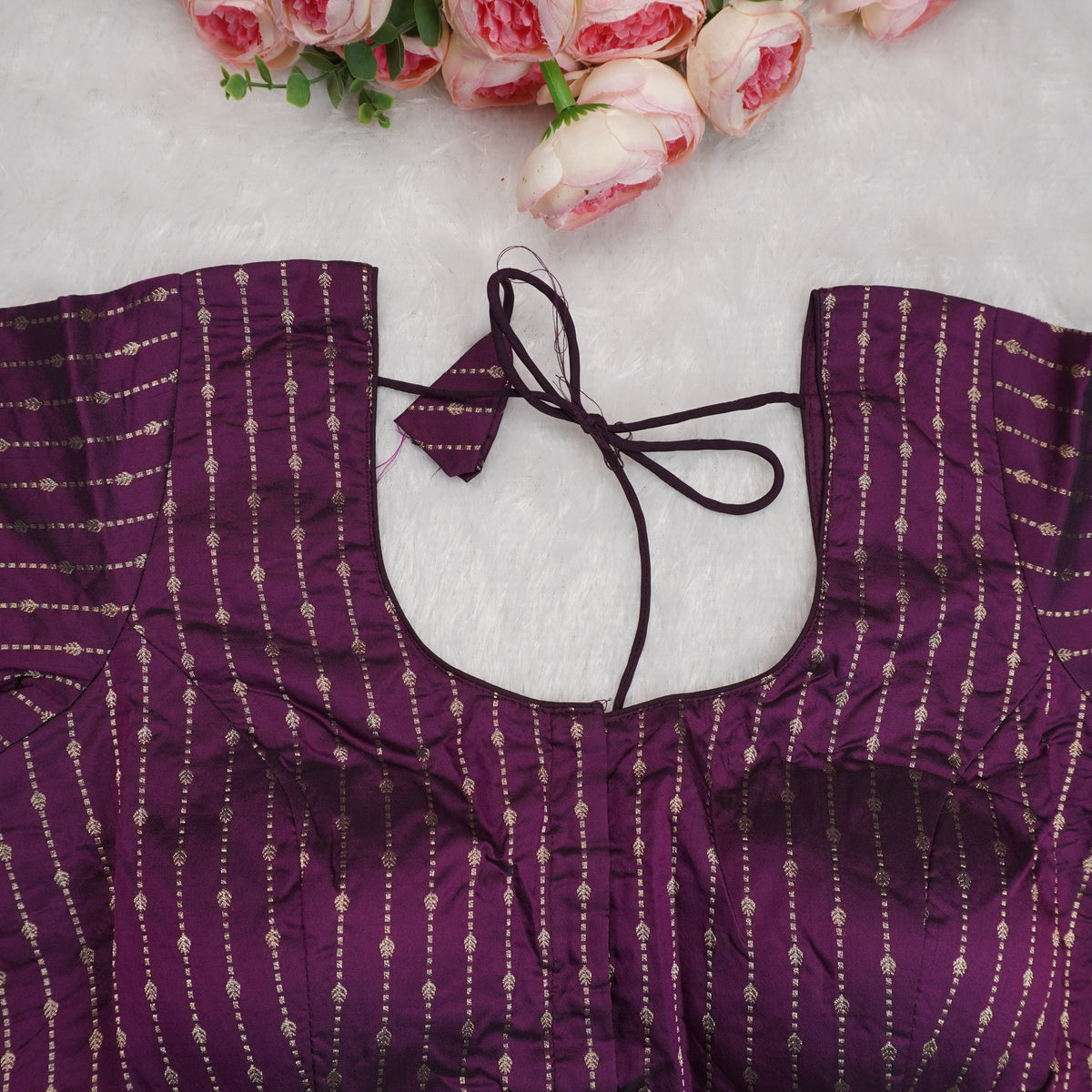 Silk Cotton with Gold stripes blouse