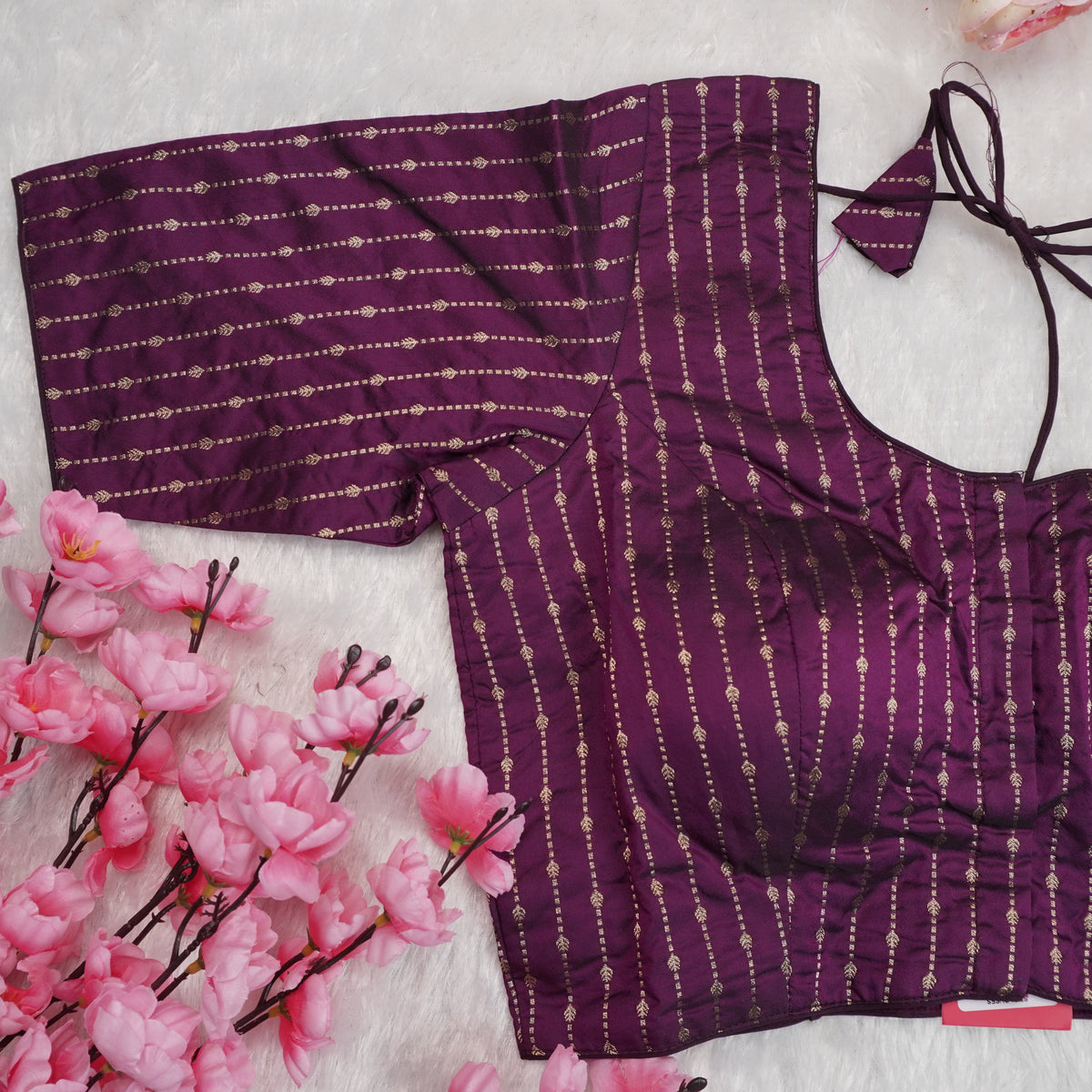 Silk Cotton with Gold stripes blouse