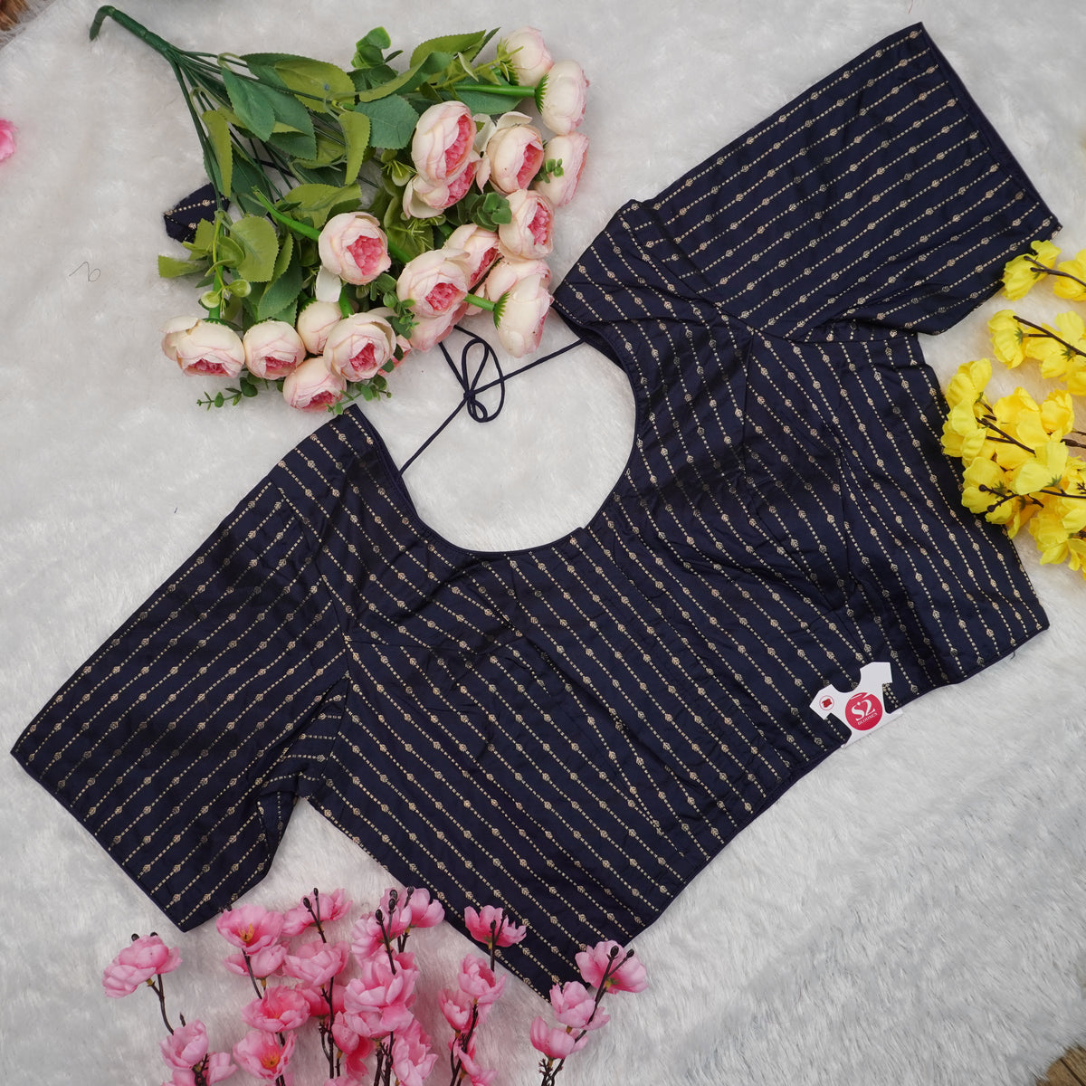 Silk Cotton with Gold stripes blouse
