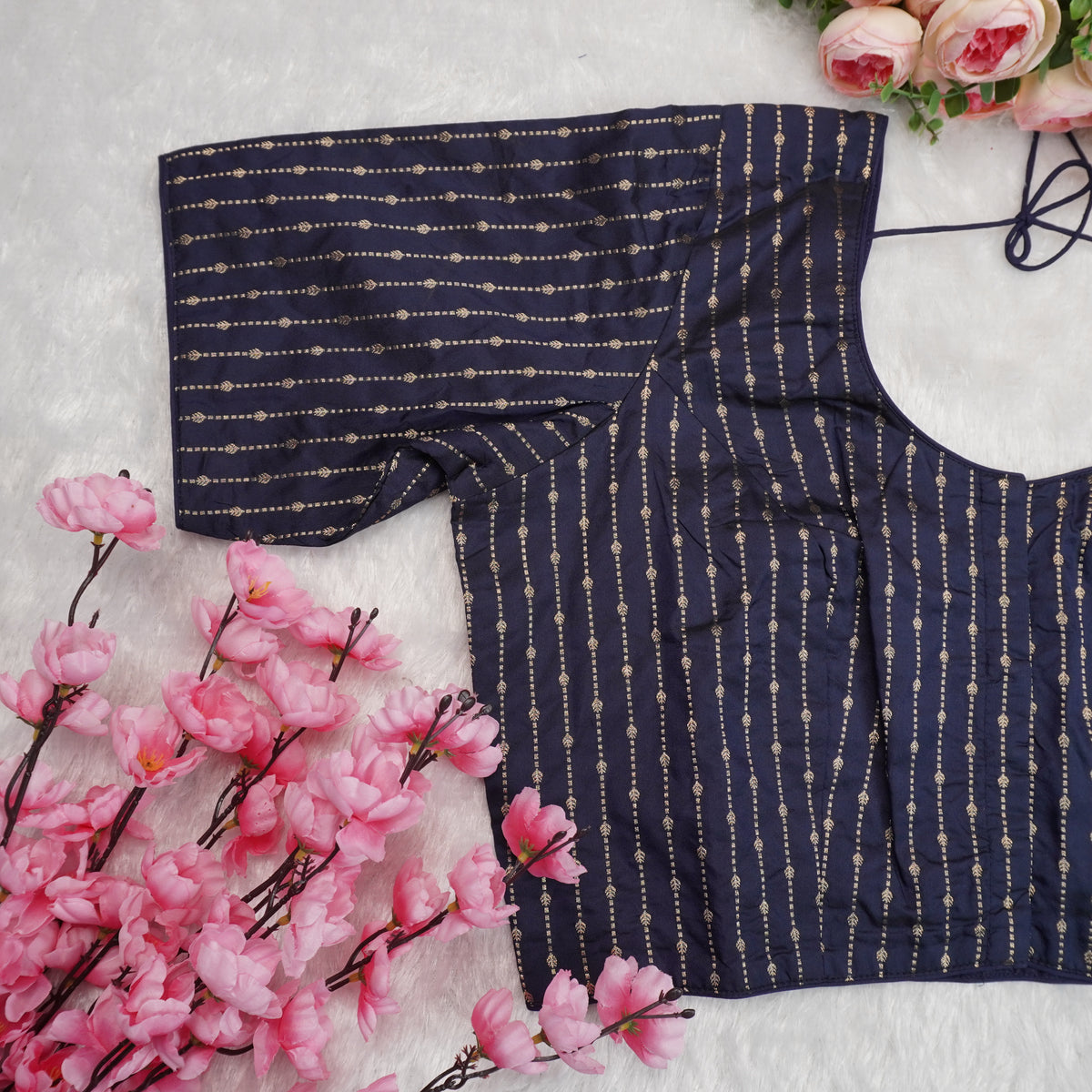 Silk Cotton with Gold stripes blouse