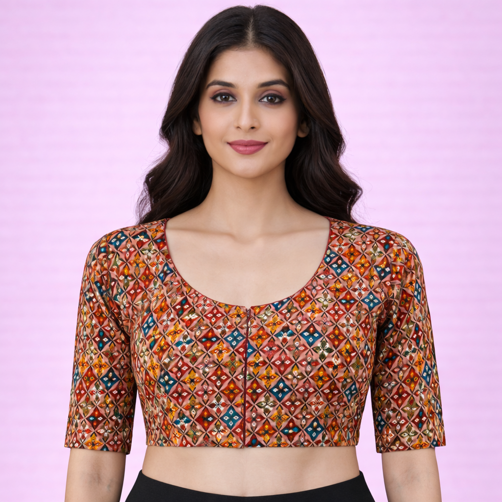 Everyday Wear Cotton Google Print Blouse in Multicolor