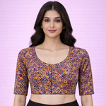 Everyday Wear Cotton Google Print Blouse in Purple and Yellow