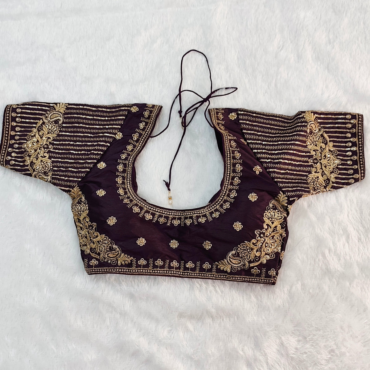 Padded Blouse Brown with Golden Embellishments