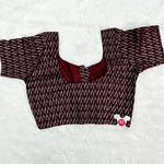 Queen Cotton Blouse Burgundy with Geometric Print