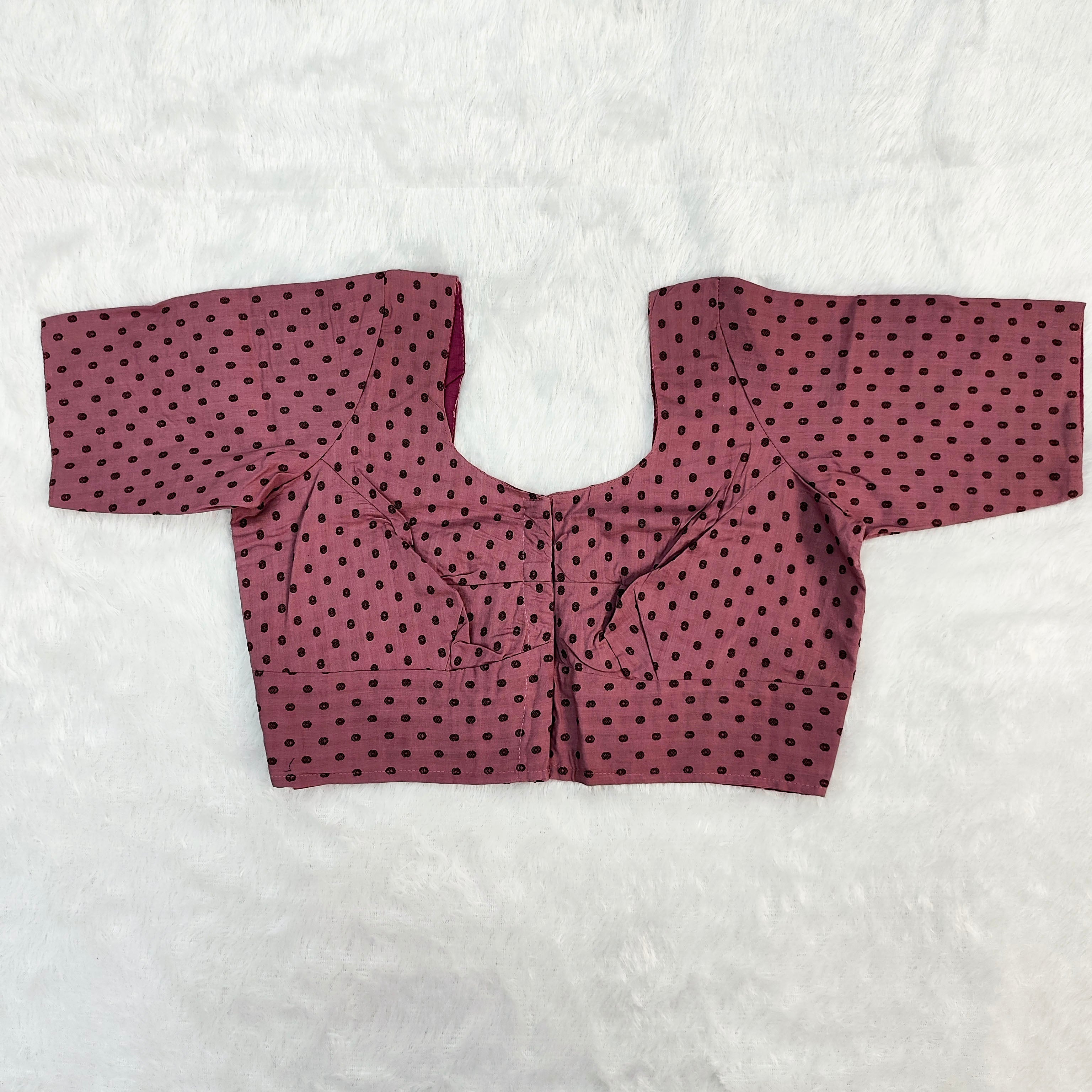 Queen Cotton Blouse Maroon with Polka Dots